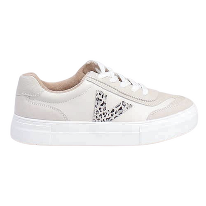 Drilleys Ladies Trainers - Eighty - White / Cheetah