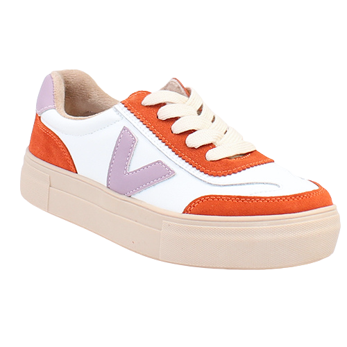 Drilleys Ladies Trainers - Eighty - White / Orange / Lilac