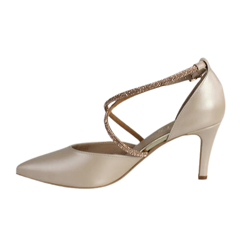 Emis Dressy Heeled Pumps  - 8126 - Cream Leather