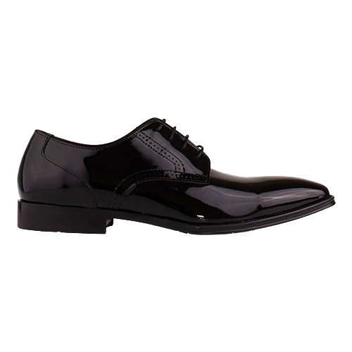 Black Patent Pointy Toe  Dressy Shoe on  White Background 
