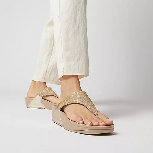 Fitflop Shimmer Glitz Toe Post - Lulu - Gold/Beige