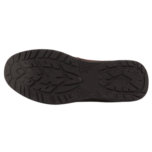 Black shoe sole with tread pattern on a white background