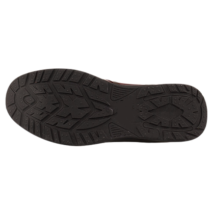Black shoe sole with tread pattern on a white background