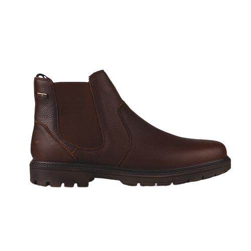 brown leather boot on white background