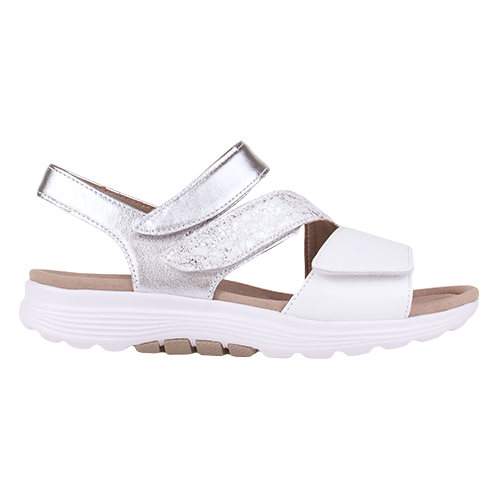 Gabor Ladies Rolling Soft Walking Sandals - 86.813.51 - White/Silver
