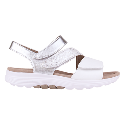 Gabor Ladies Rolling Soft Walking Sandals - 86.813.51 - White/Silver