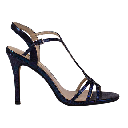 Glamour Ladies Dressy Heeled Sandals - Alanis - Navy