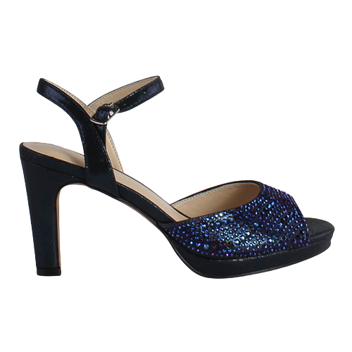 Glamour Peep Toe Platform Heels - Riga - Navy