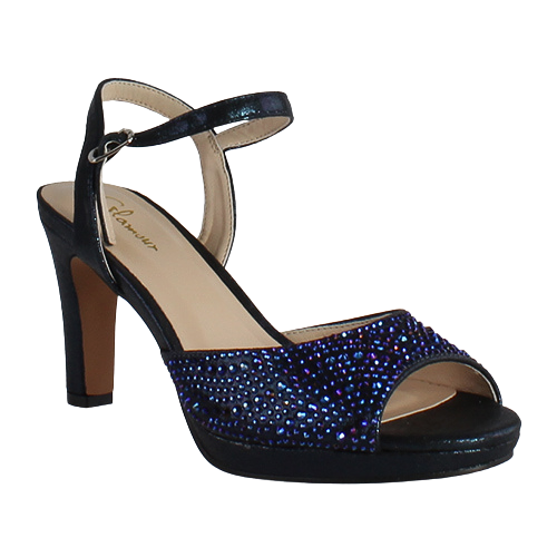 Glamour  Peep Toe Platform Heels  - Riga - Navy