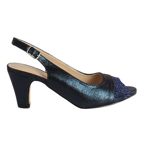 Glamour Peep Toe Sling Backs - Bern - Navy