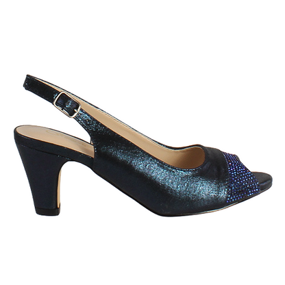 Glamour Peep Toe Sling Backs Bern Navy