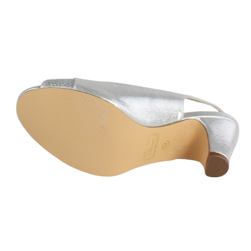 Glamour Ladies Low Heel Sling Back - Bern - Silver