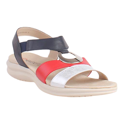 Heavenly Feet Flat Sandals - Trace - Navy/ Red/ Silver