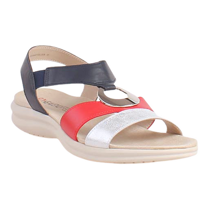 Heavenly Feet Flat Sandals - Trace - Navy/ Red/ Silver