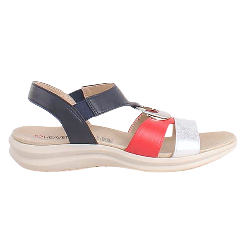 Heavenly Feet Flat Sandals - Trace - Navy/ Red/ Silver