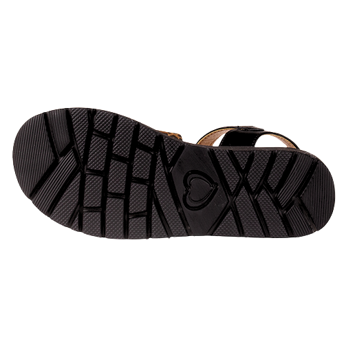 Heavenly Feet Ladies Flat Sandals - Fleur - Black/ Leopard