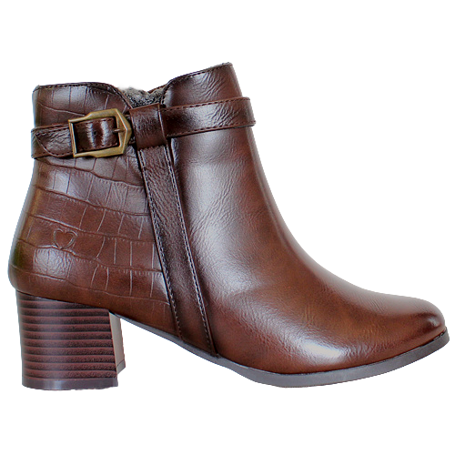 Heavenly Feet Block Heeled  Ankle Boots - Linden - Brown