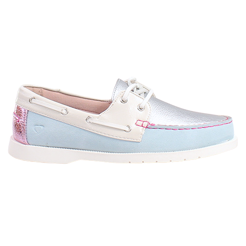 Heavenly Feet Ladies Deck Shoes - Shelly - Silver/Blue