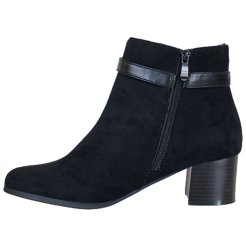 Heavenly Feet Block Heeled Ankle Boots - Linden - Black Suede