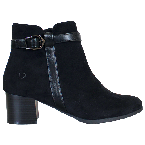 Heavenly Feet Block Heeled Ankle Boots - Linden - Black Suede