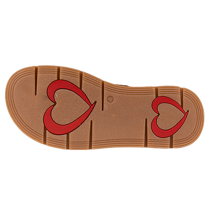 Heavenly Feet Ladies Flat Sandals - Amiee - Brown Suede
