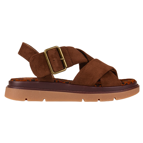 Heavenly Feet Ladies Flat Sandals - Amiee - Brown Suede