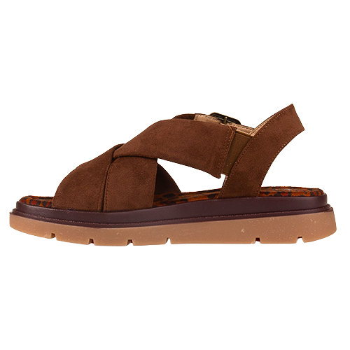 Heavenly Feet Ladies Flat Sandals - Amiee - Brown Suede