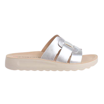 Heavenly Feet Ladies Mules - Davena - Silver