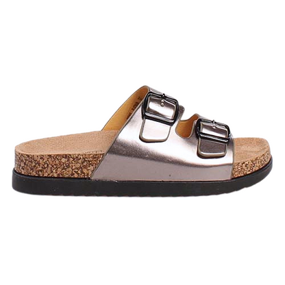 Heavenly Feet Ladies Sliders - Totnes - Platinum