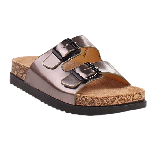Heavenly Feet Ladies Sliders - Totnes - Platinum