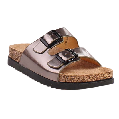 Heavenly Feet Ladies Sliders - Totnes - Platinum