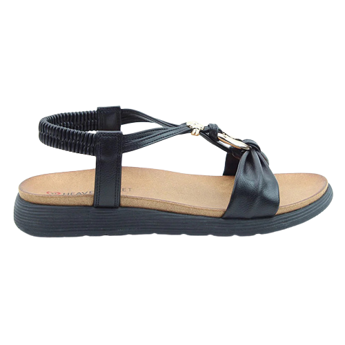 Heavenly Feet Ladies Backstrap Sandals - Campari 2 - Black