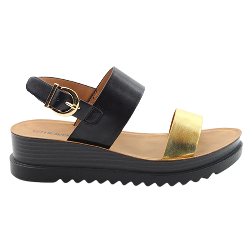 Heavenly Feet Sandals - Pecan - Black / Gold