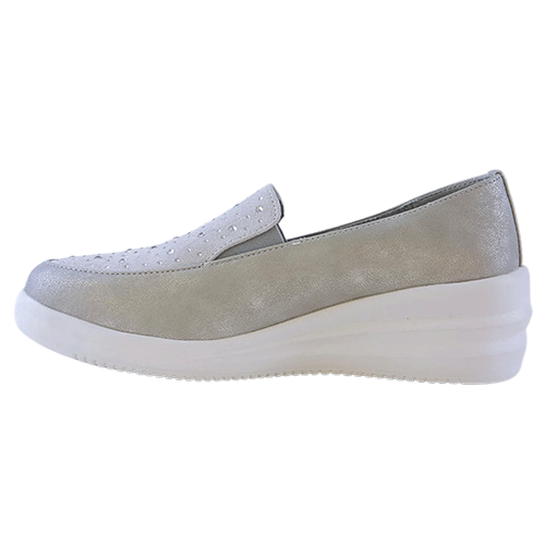 Heavenly Feet Wedge Loafers  - Charly - Silver