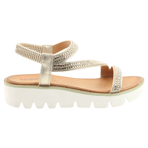 Heavenly Feet Ladies Wedge Sandals - Fresco - Gold