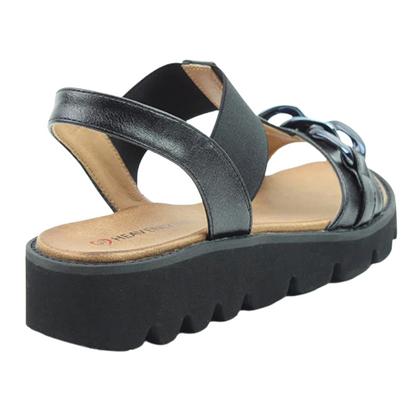 Heavenly Feet Ladies Wedge Sandals - Lulu - Black
