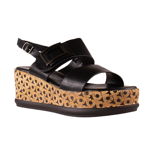Heavenly Feet Ladies Platform Sandals - Morven - Black