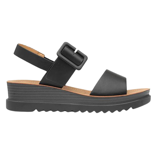 Heavenly Feet Wedge Sandals - Pistachio - Black