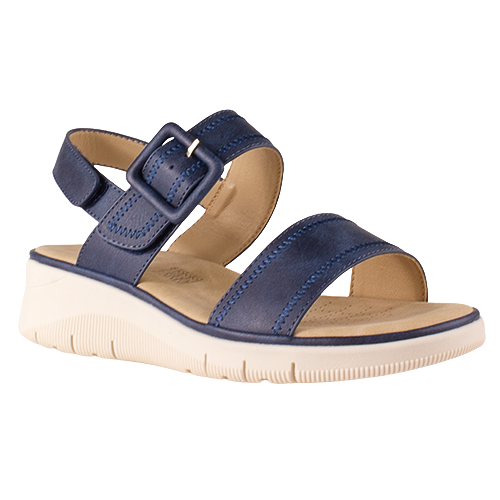 Heavenly Feet Ladies Wedge Sandals - Rita - Navy