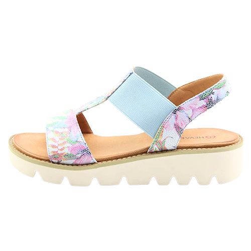 Heavenly Feet Ladies Wedge Sandals - Ritz - Blue Floral