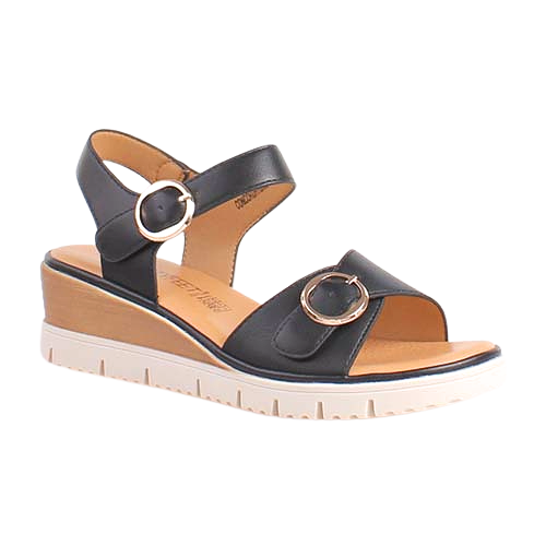 Heavenly Feet Wedge Sandals - Concord - Black