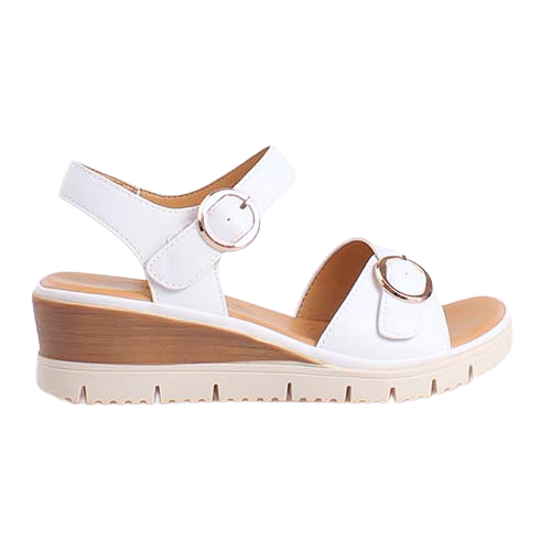 Heavenly Feet Wedge Sandals - Concord - White