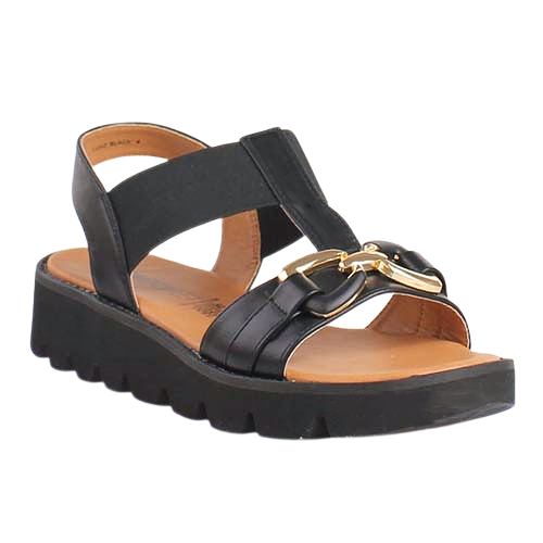 Heavenly Feet Wedge Sandals - Lulu 2 - Black