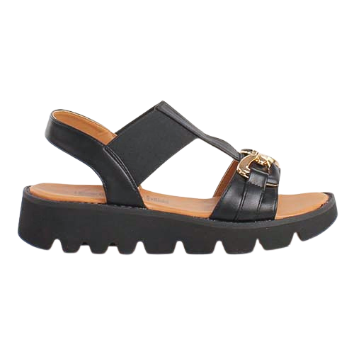 Heavenly Feet Wedge Sandals - Lulu 2 - Black
