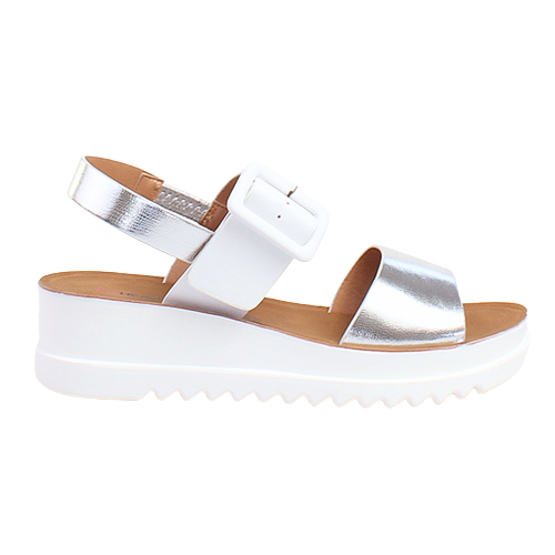 Heavenly Feet Wedge Sandals - Pistachio - White / Silver