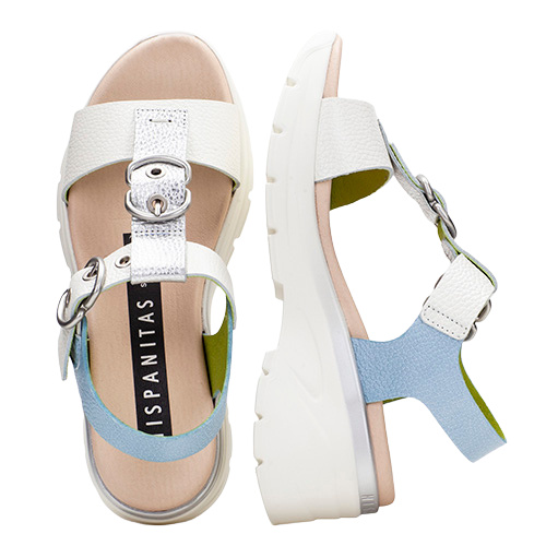 Hispanitas Ladies Wedge Sandals- CHV264799 - Cream/Silver/White