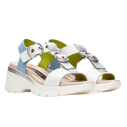 Hispanitas Ladies Wedge Sandals- CHV264799 - Cream/Silver/White