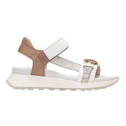 White and brown sandal on a white background