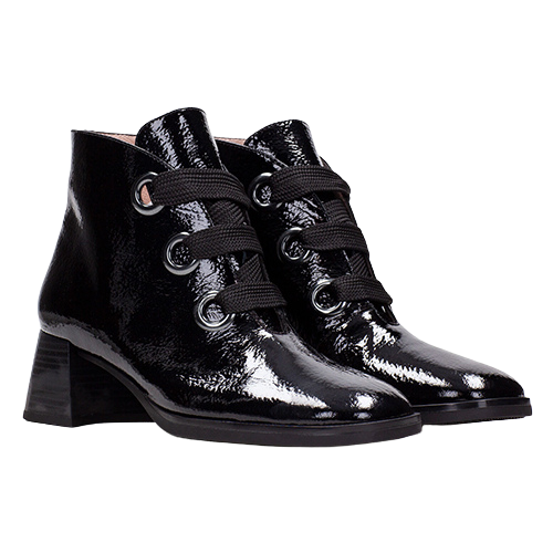 Hispanitas Block Heeled Ankle Boots- HI243635- Black Patent