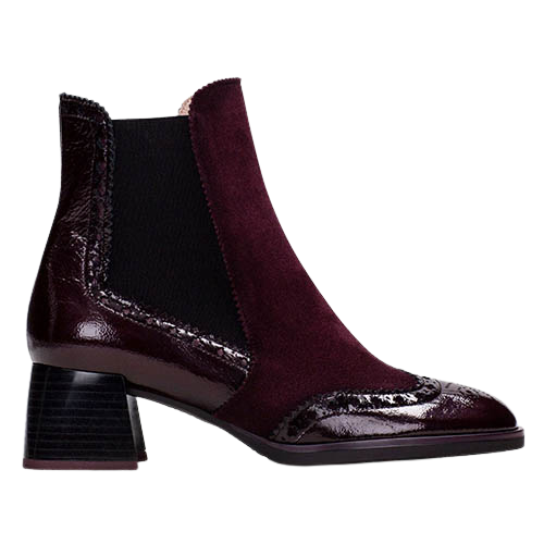Hispanitas Block Heeled Ankle Boots- HI243588- Burgundy